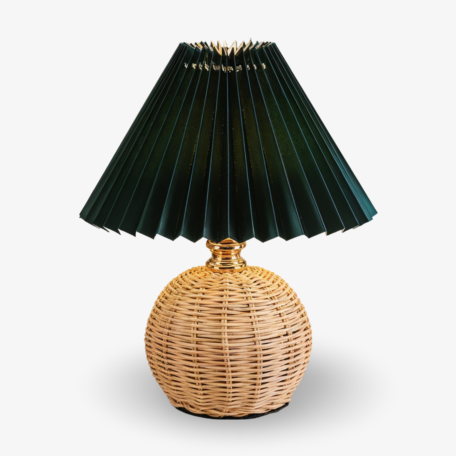 RaffiaGlow – Plisserad Bordslampa i Rotting med Retrodesign