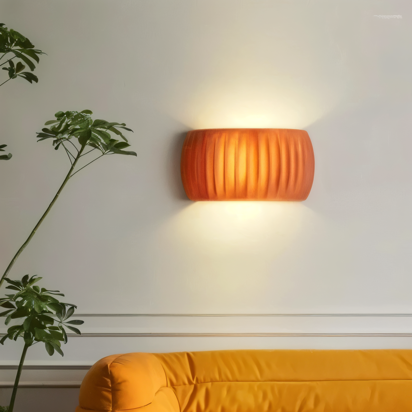 ColoraRib – Grøn Riflet Væglampe i Resin med Macaron Design & Nordisk LED