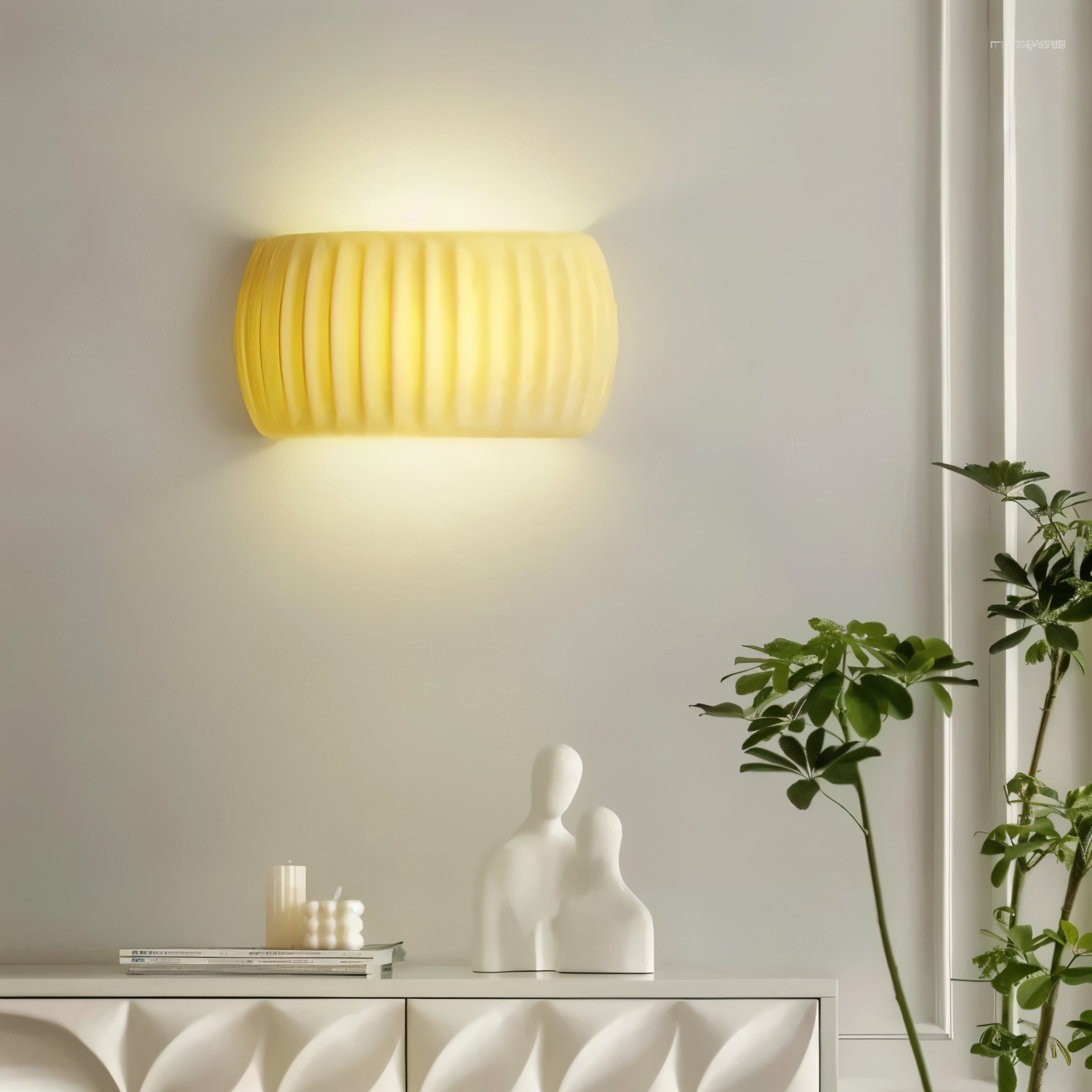 ColoraRib – Grøn Riflet Væglampe i Resin med Macaron Design & Nordisk LED