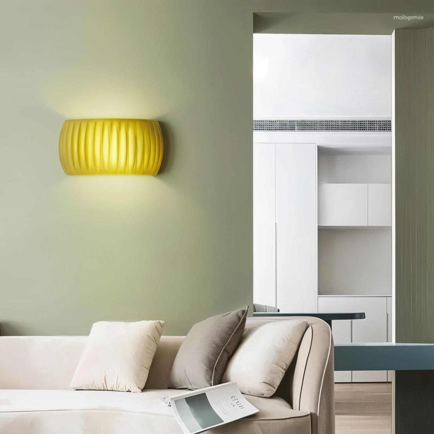 ColoraRib – Grøn Riflet Væglampe i Resin med Macaron Design & Nordisk LED