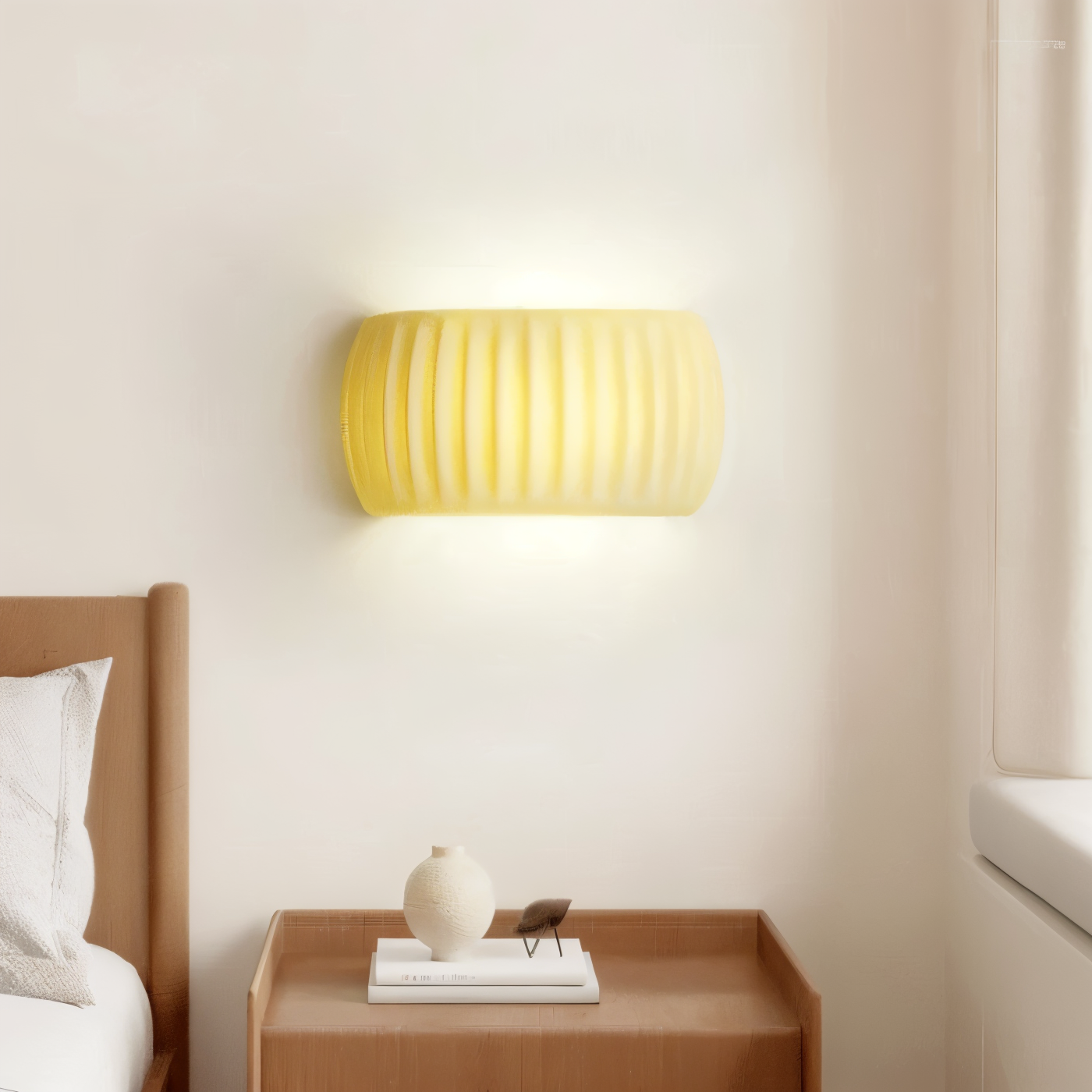 ColoraRib – Grøn Riflet Væglampe i Resin med Macaron Design & Nordisk LED
