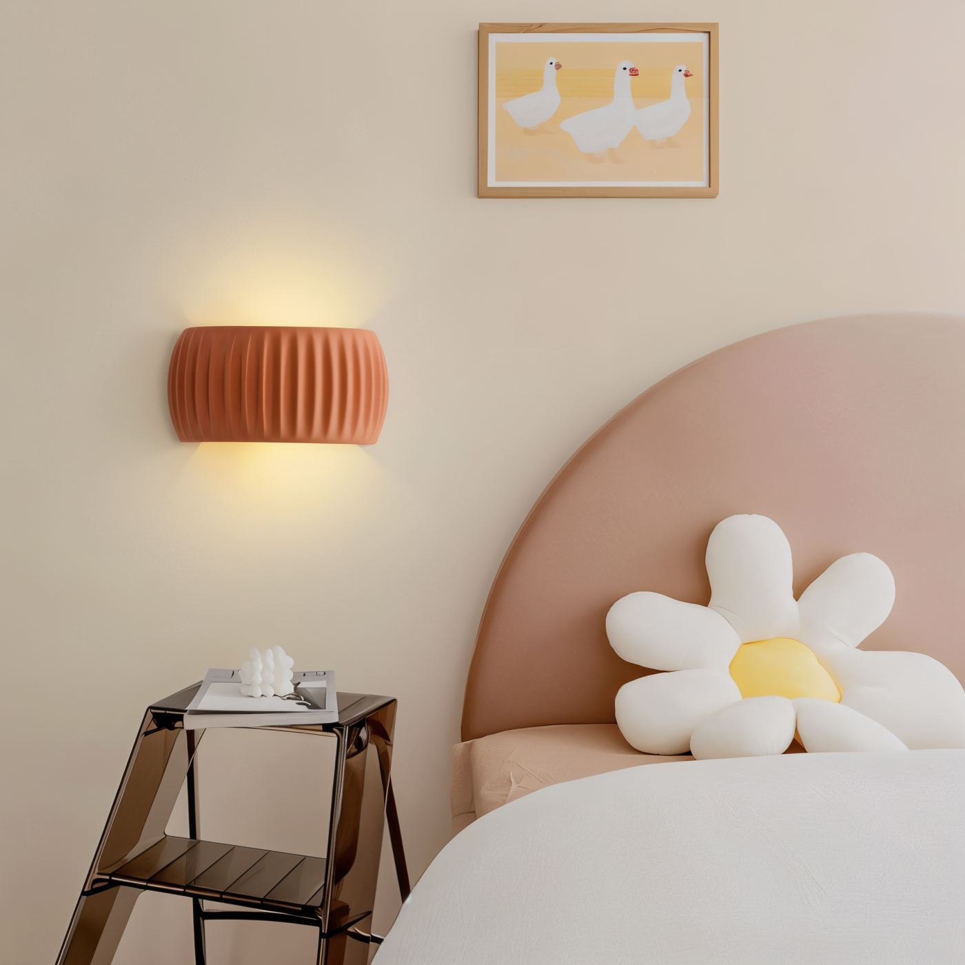 ColoraRib – Grøn Riflet Væglampe i Resin med Macaron Design & Nordisk LED