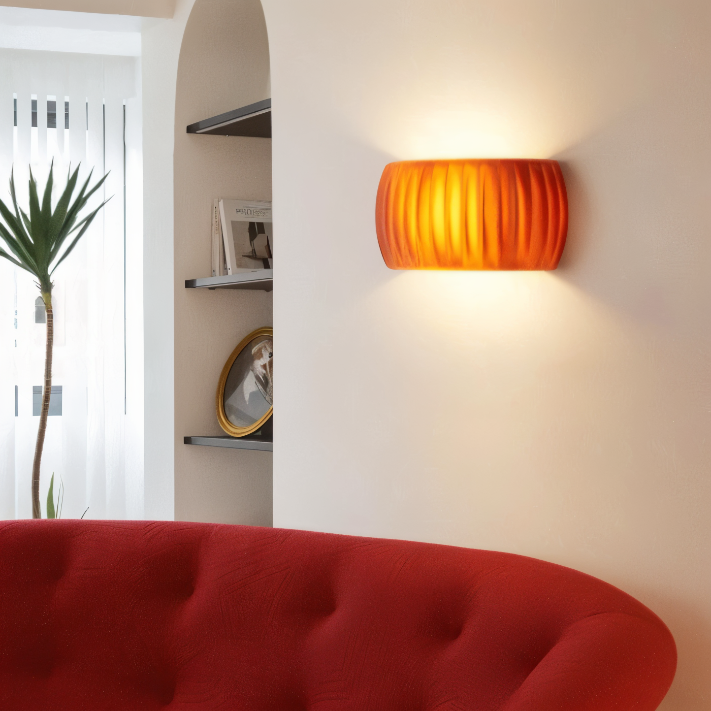 ColoraRib – Grøn Riflet Væglampe i Resin med Macaron Design & Nordisk LED