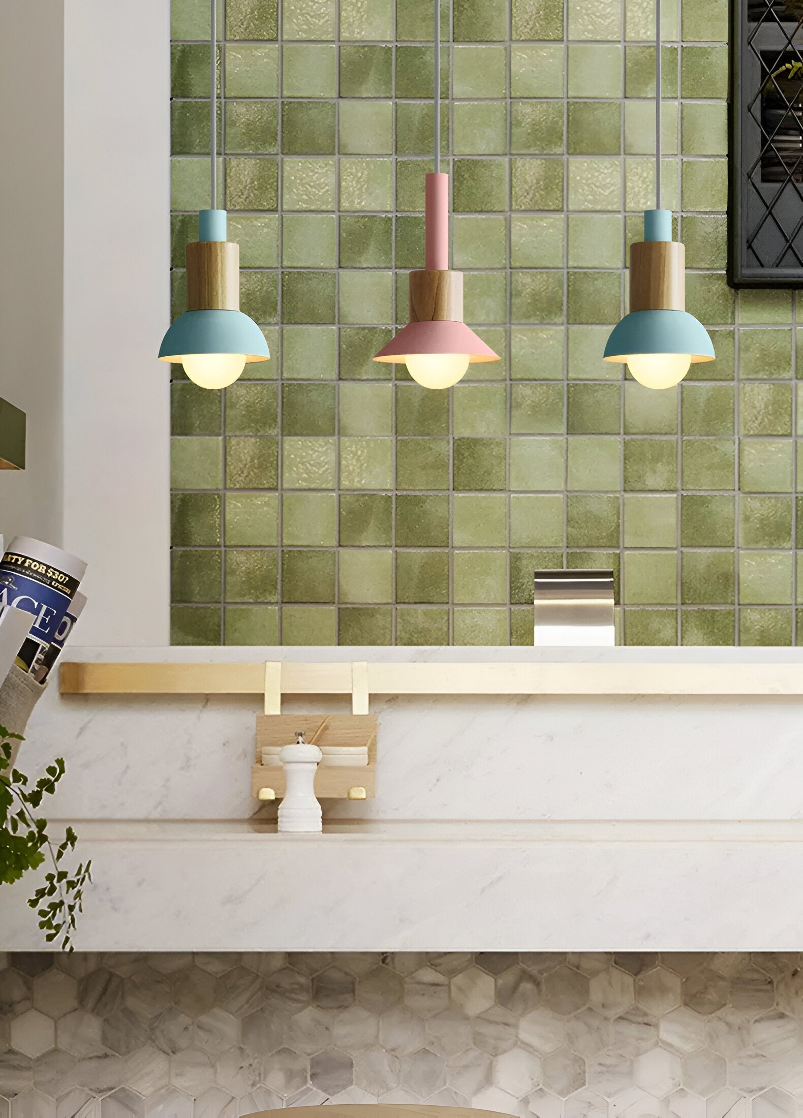 Farverig pendellampe i nordisk stil – macaron design med blødt lys