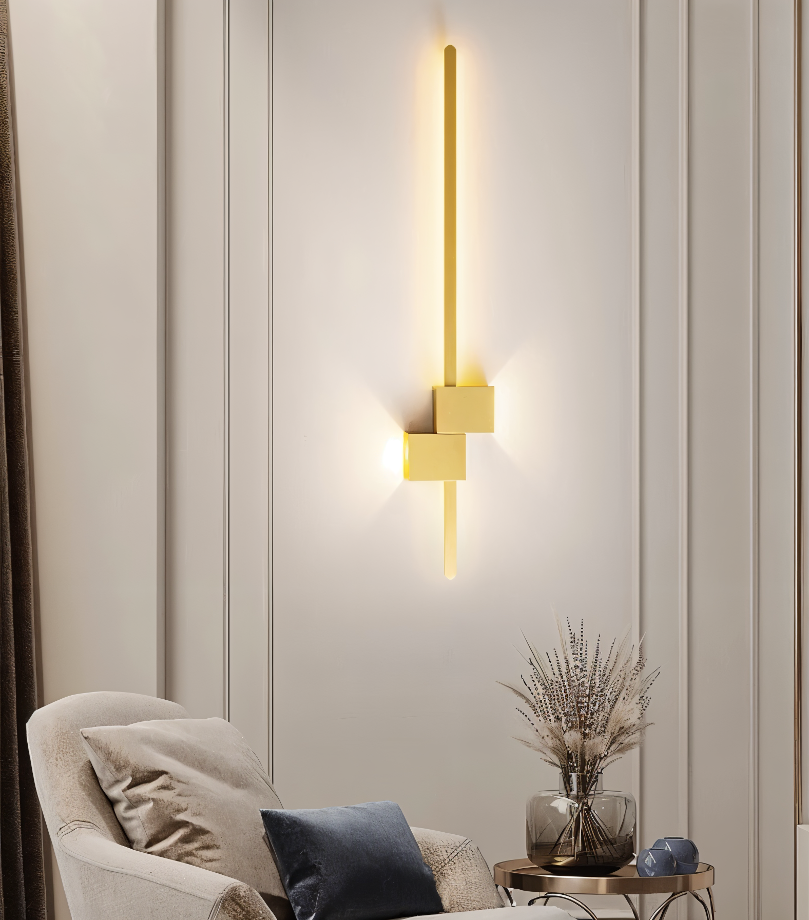 Linearo – Minimalistisk Sort LED Væglampe i Moderne Langt Design