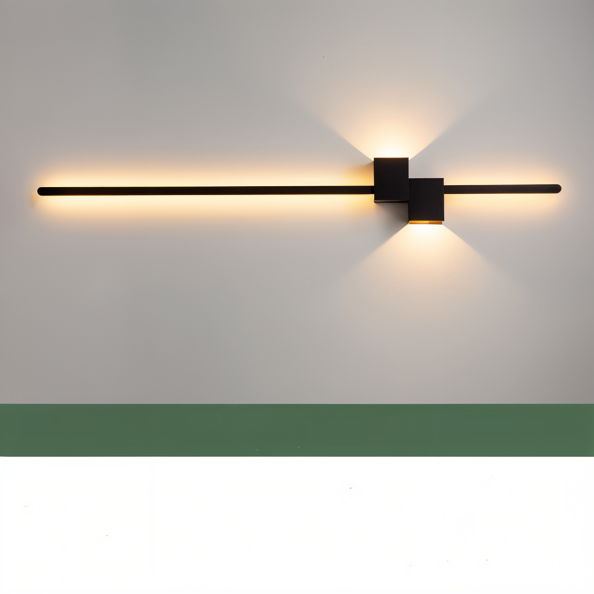 Linearo – Minimalistisk Sort LED Væglampe i Moderne Langt Design