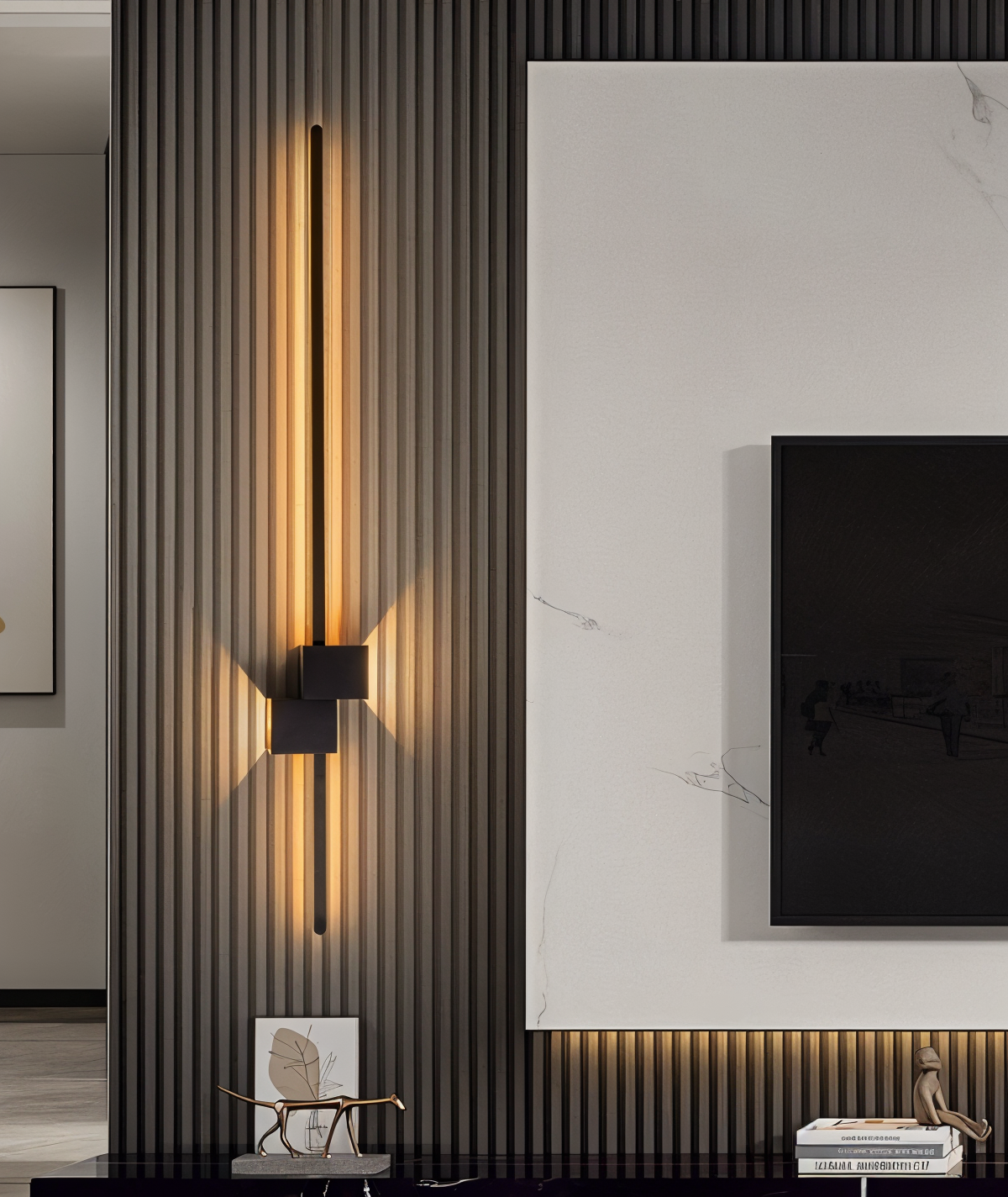 Linearo – Minimalistisk Sort LED Væglampe i Moderne Langt Design