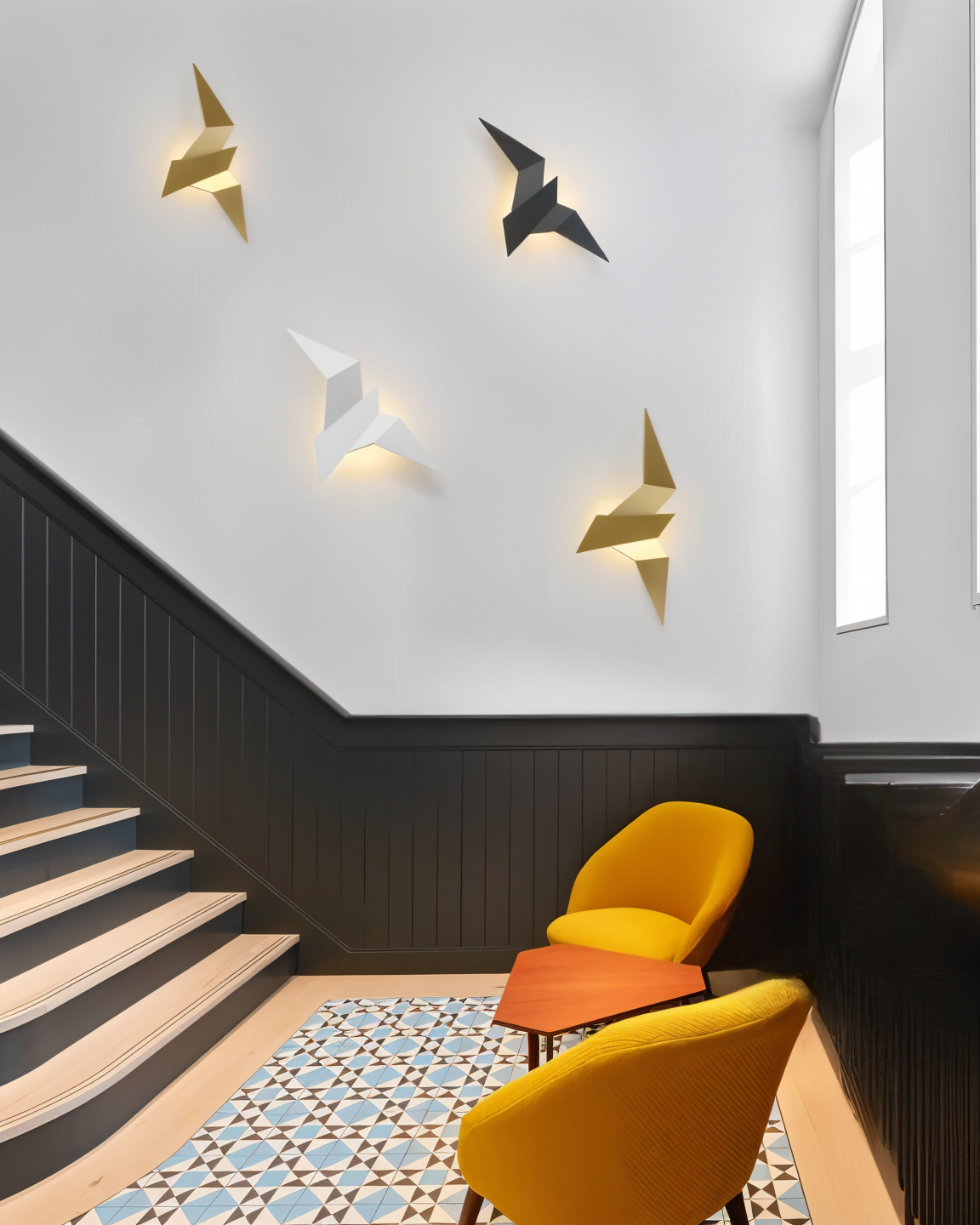 Japansk væglampe med origami fugledesign – moderne væglampe