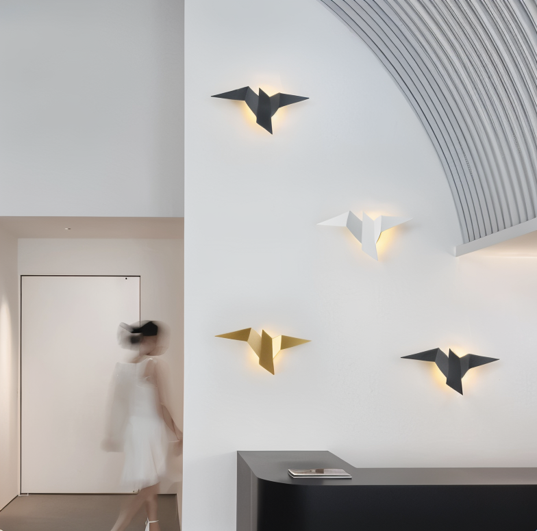 Japansk væglampe med origami fugledesign – moderne væglampe
