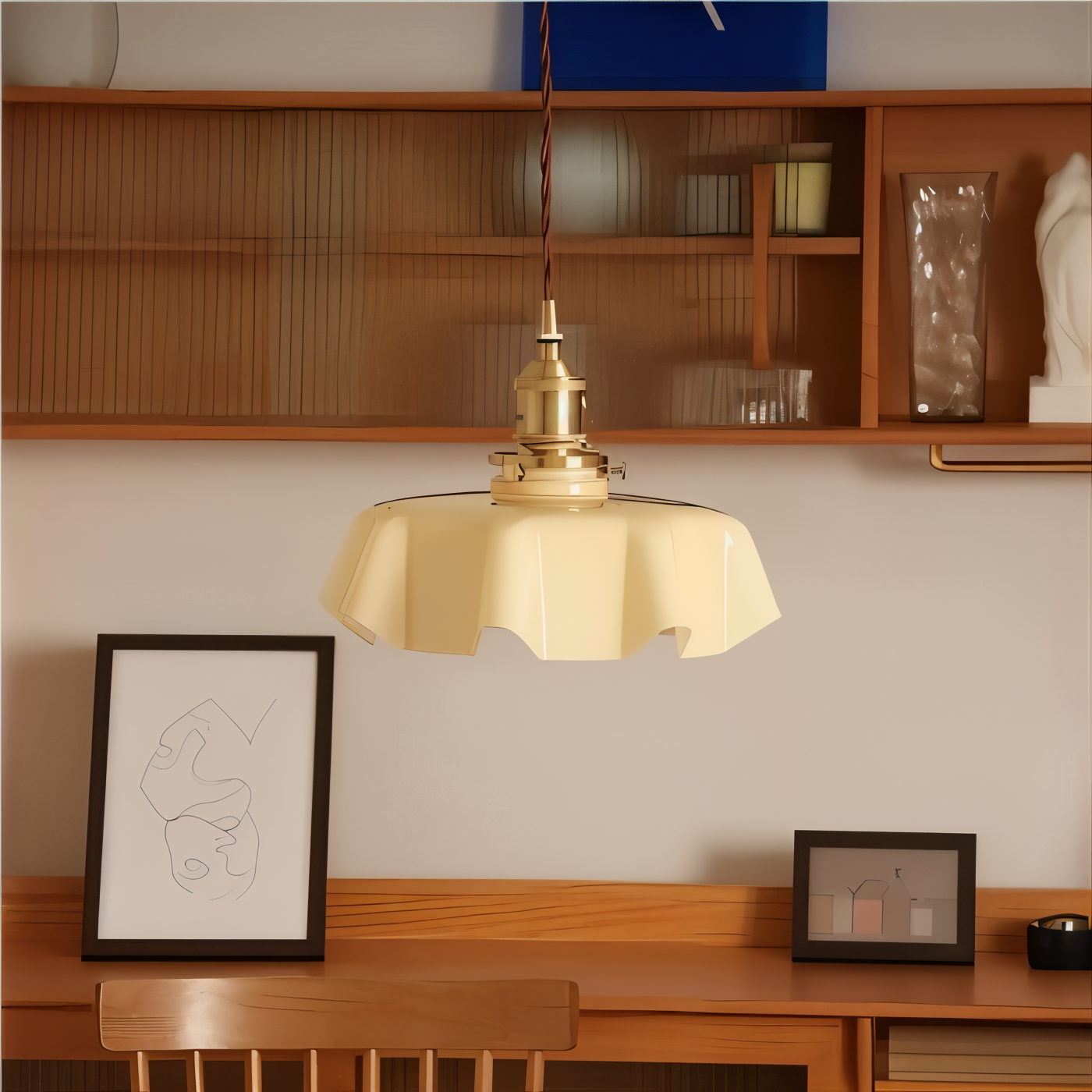 Florielle Loftlampe – Retro Loftlampe i Blomsterformet Cremefarvet Glasdesign