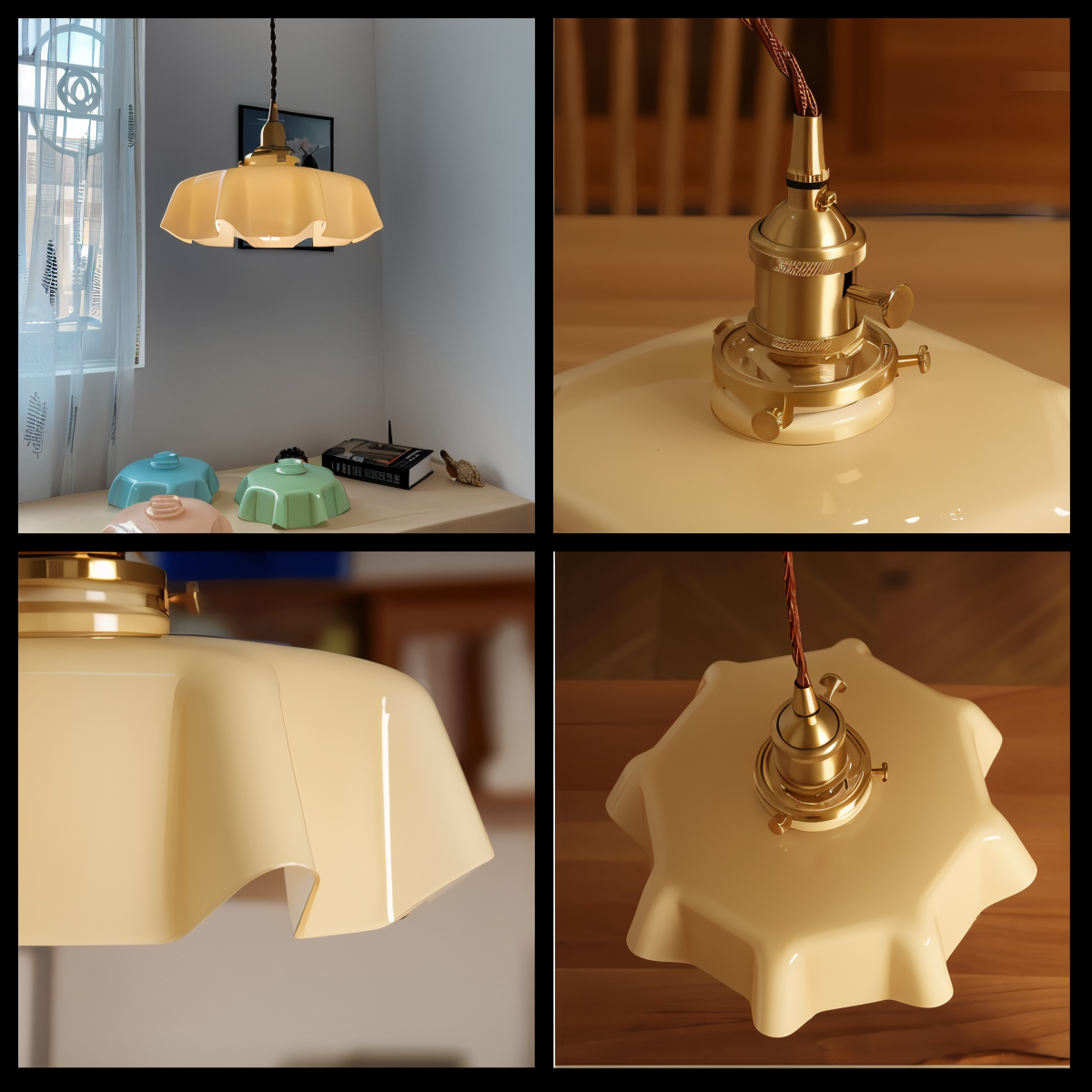 Florielle Loftlampe – Retro Loftlampe i Blomsterformet Cremefarvet Glasdesign