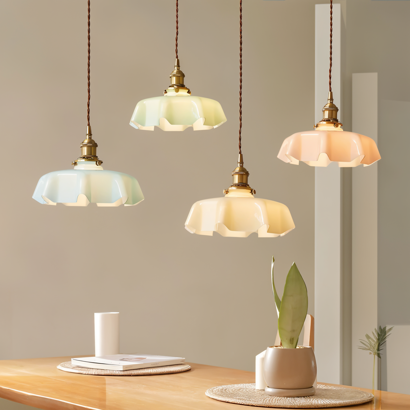 Florielle Loftlampe – Retro Loftlampe i Blomsterformet Cremefarvet Glasdesign