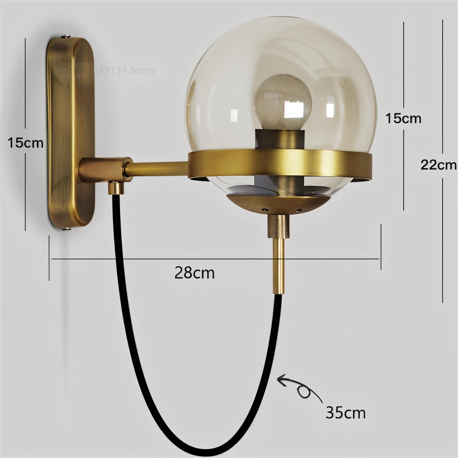Nordella Væglampe – Glasglob Væglampe i Skandinavisk Design med LED