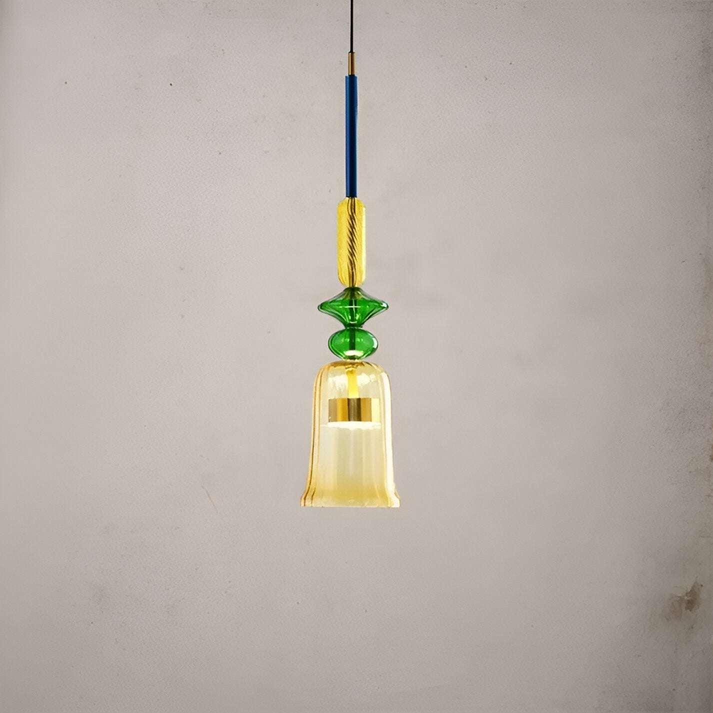 Farverig glas pendellampe – nordisk macaron design med dæmpbar LED