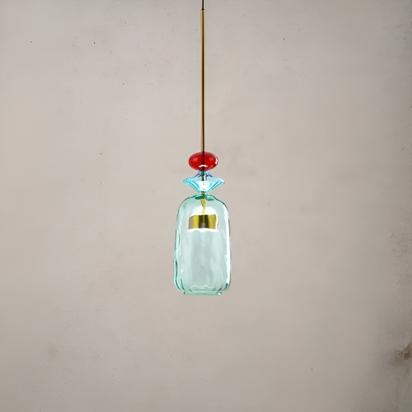 Farverig glas pendellampe – nordisk macaron design med dæmpbar LED