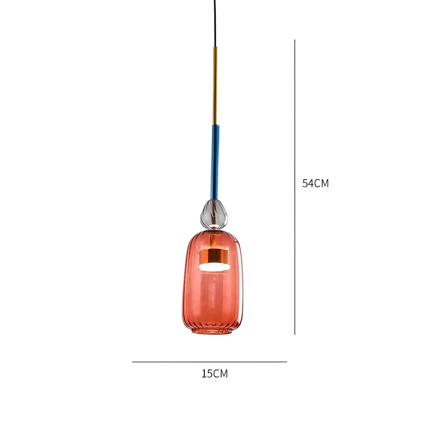Farverig glas pendellampe – nordisk macaron design med dæmpbar LED