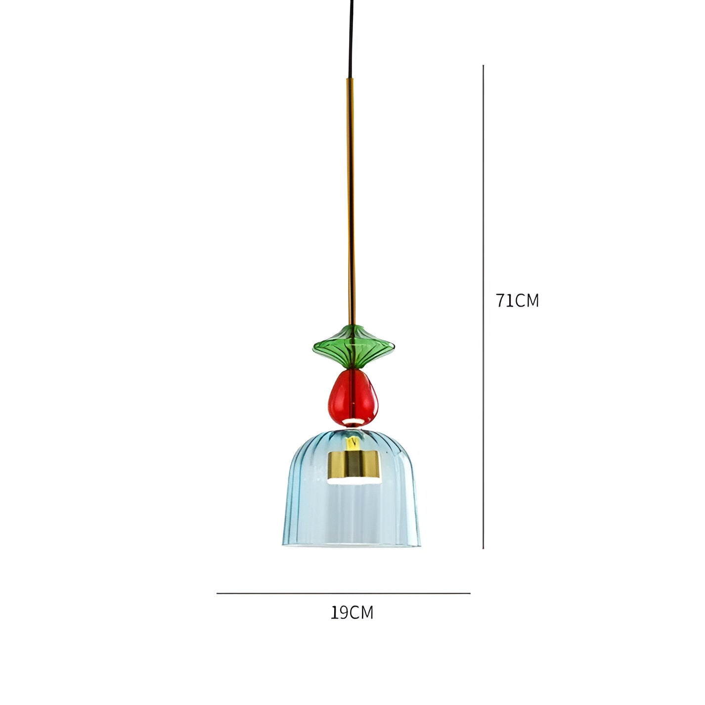 Farverig glas pendellampe – nordisk macaron design med dæmpbar LED