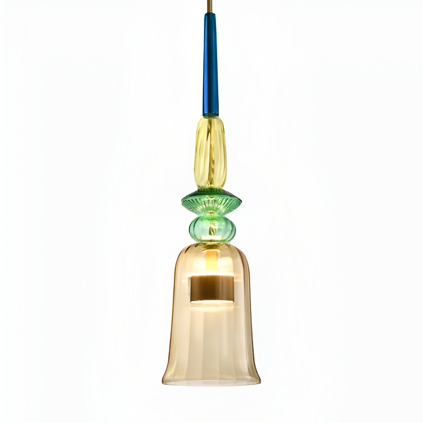 Farverig glas pendellampe – nordisk macaron design med dæmpbar LED