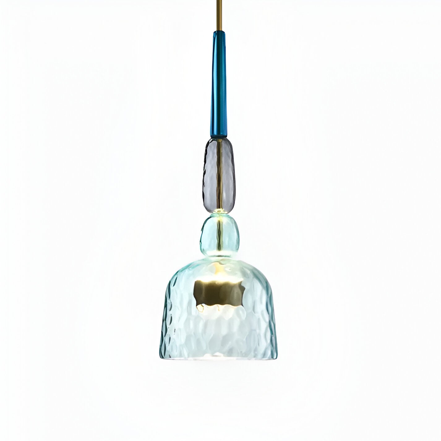 Farverig glas pendellampe – nordisk macaron design med dæmpbar LED