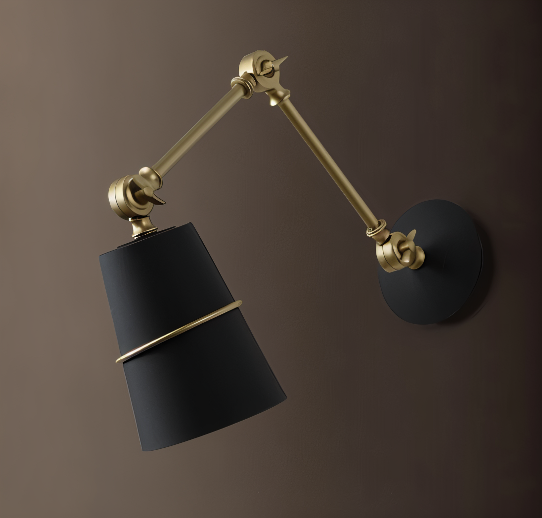 Væglampe med lang arm – justerbar retro lampe i sort eller hvid