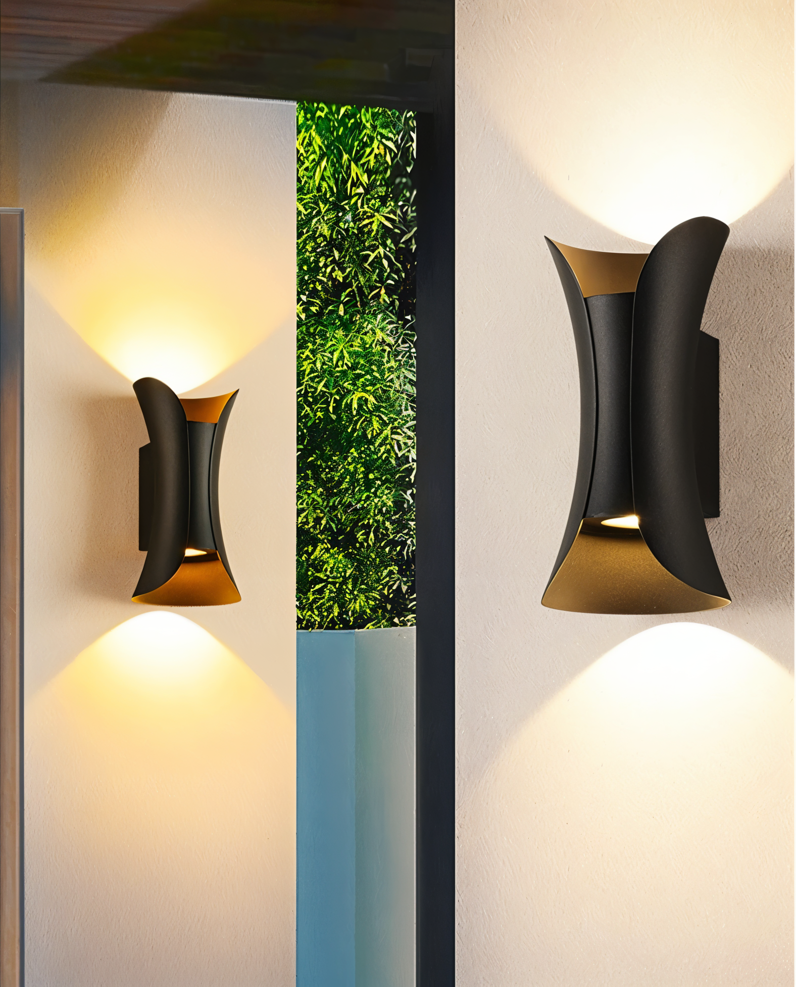 Udendørs væglampe op/ned – sort og guld LED lampe IP65