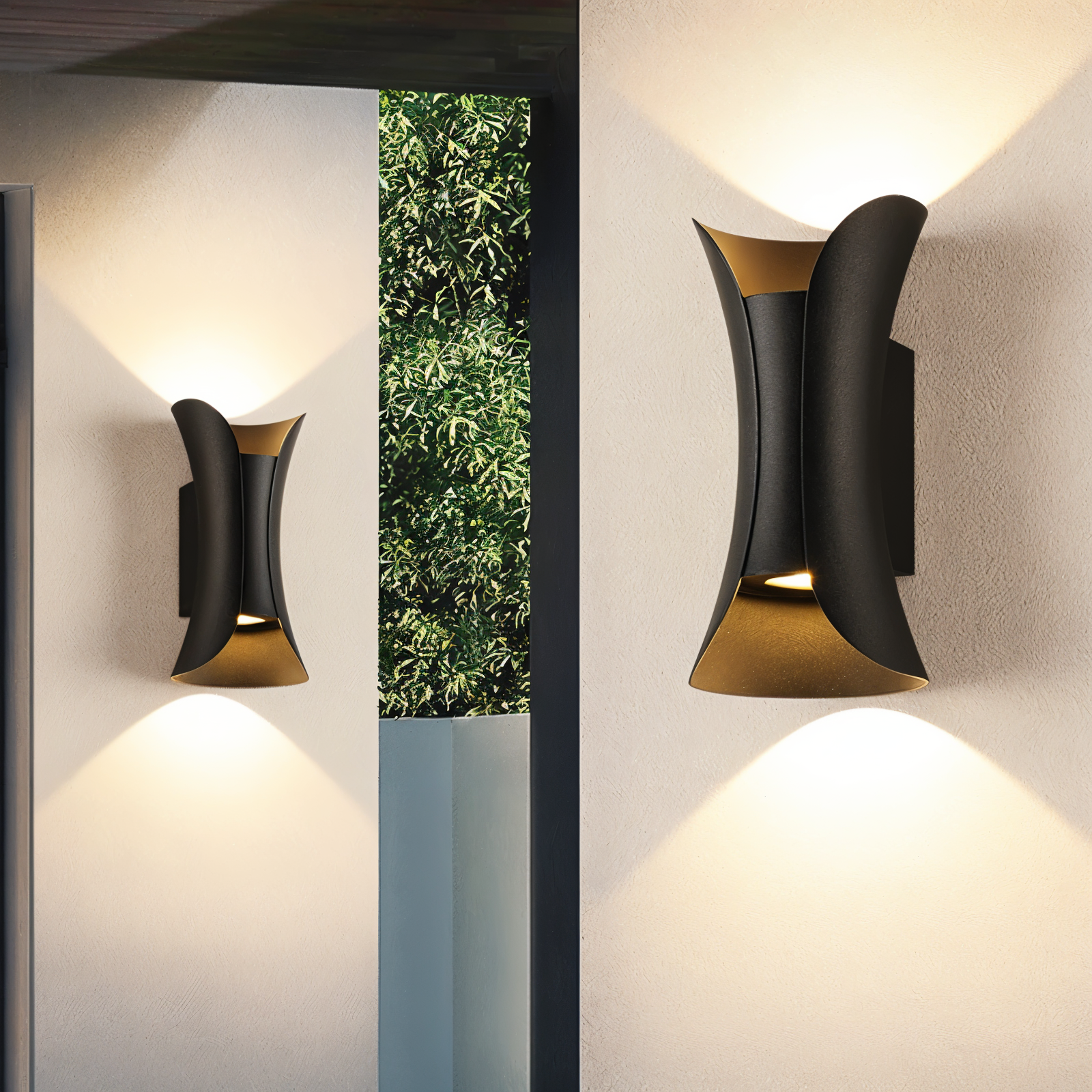 Udendørs væglampe op/ned – sort og guld LED lampe IP65