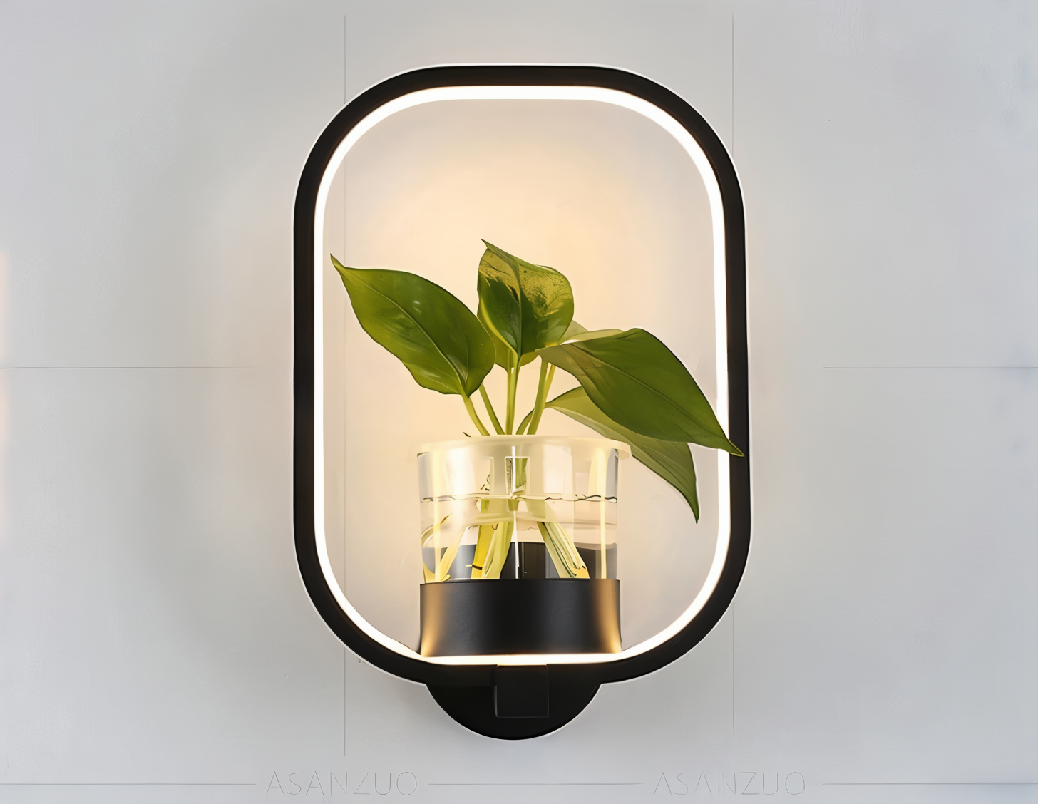 LumiGrow – Minimalistisk LED Væglampe med Integreret Planteholder