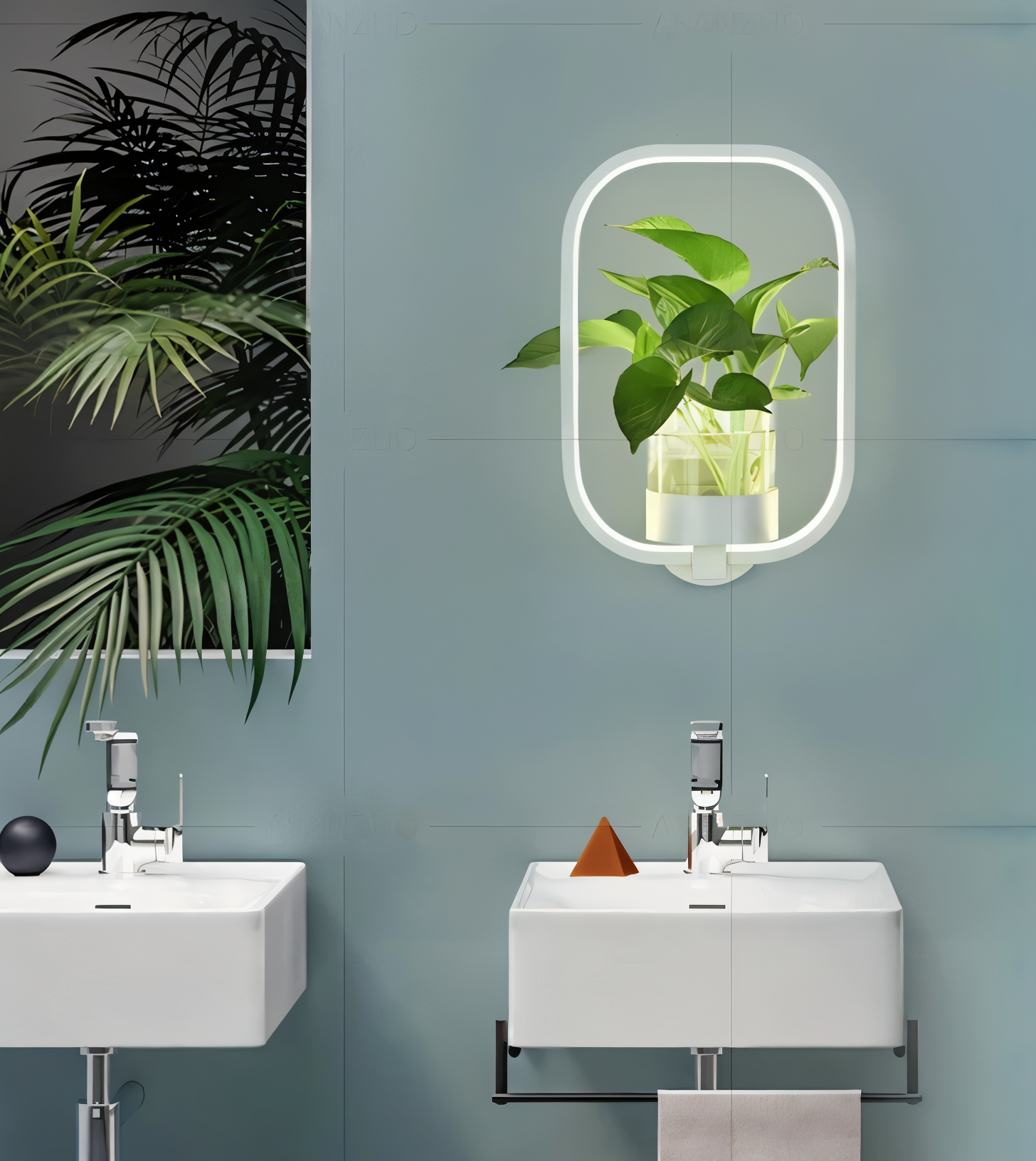LumiGrow – Minimalistisk LED Væglampe med Integreret Planteholder