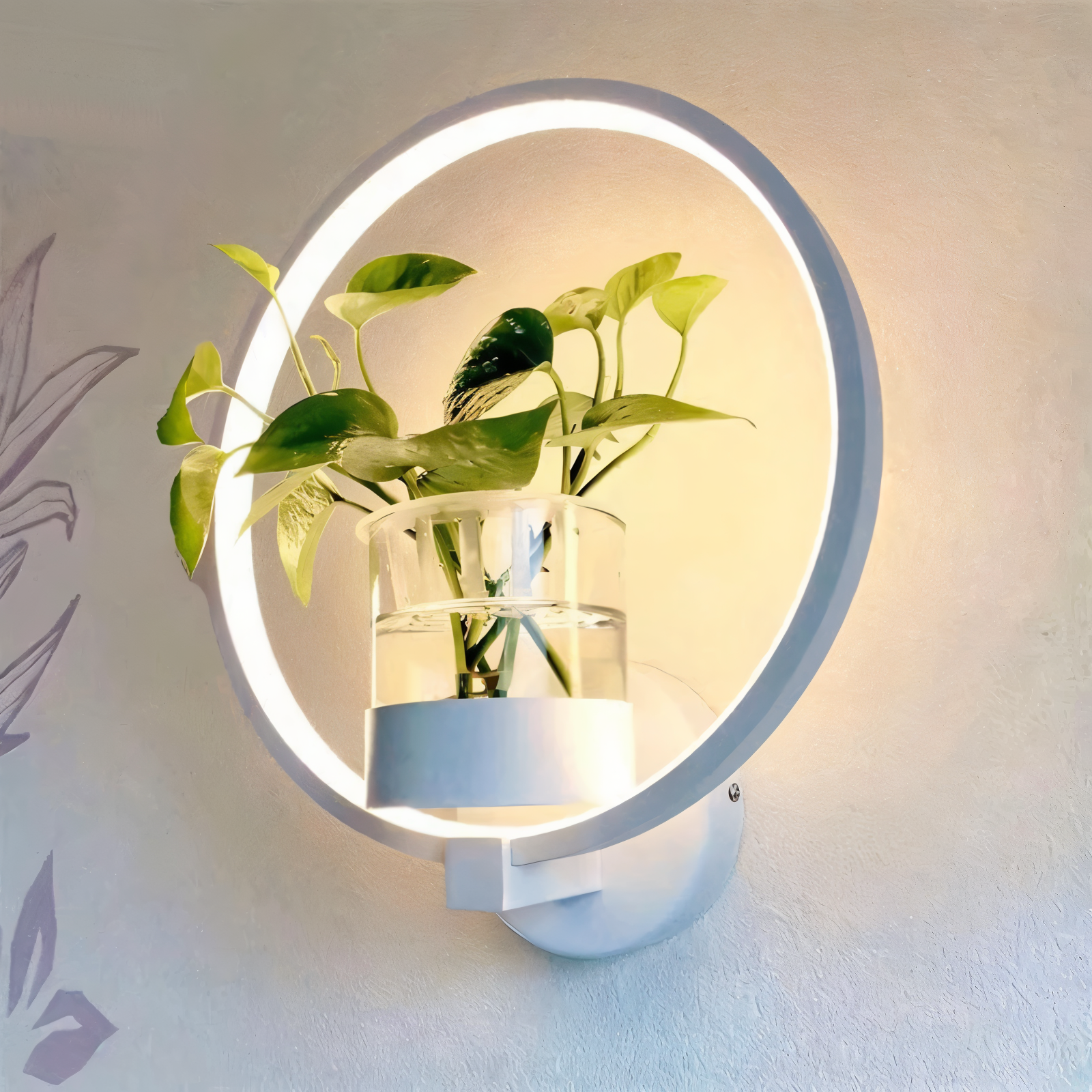 LumiGrow – Minimalistisk LED Væglampe med Integreret Planteholder