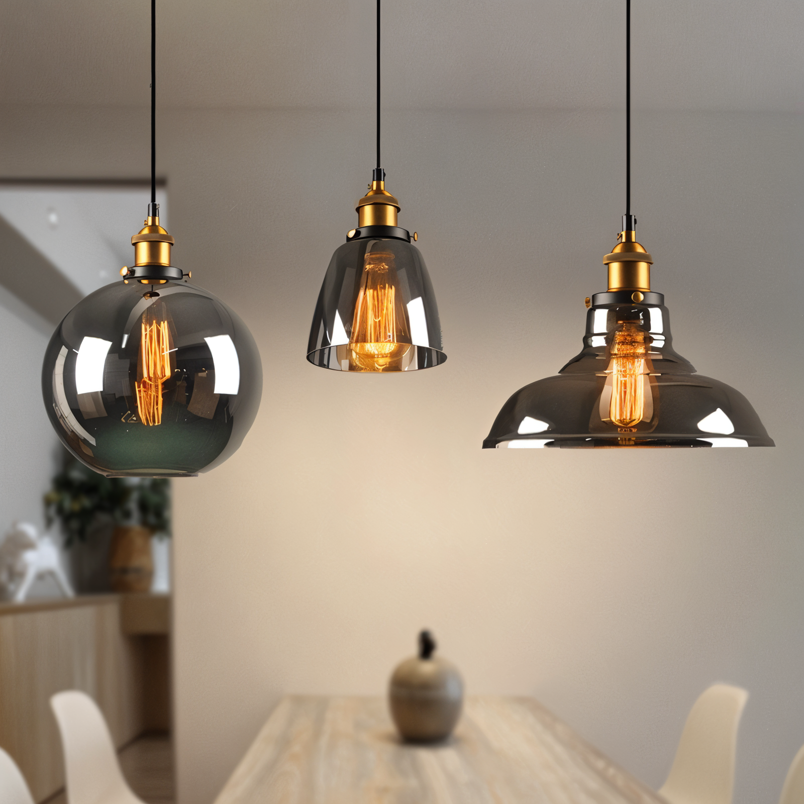 FumoLuxe Loftlampe – Vintage Loftlampe i Røgglas med Industriel Elegance