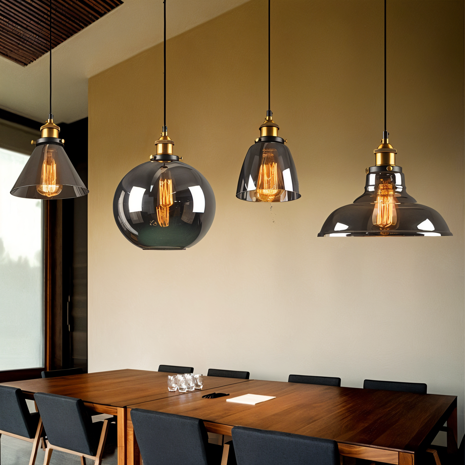 FumoLuxe Loftlampe – Vintage Loftlampe i Røgglas med Industriel Elegance