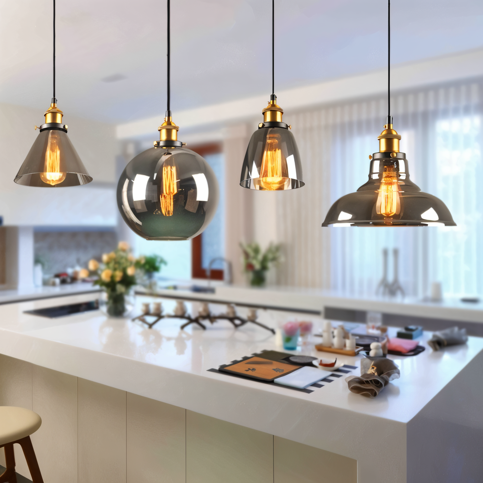 FumoLuxe Loftlampe – Vintage Loftlampe i Røgglas med Industriel Elegance