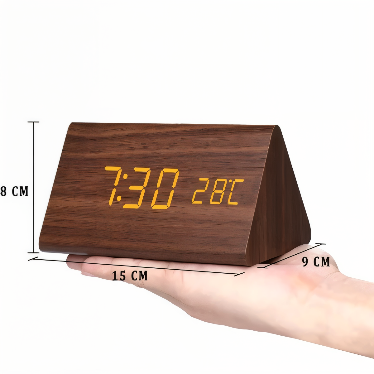 LED vækkeur med digitalt display – moderne design med temperatur