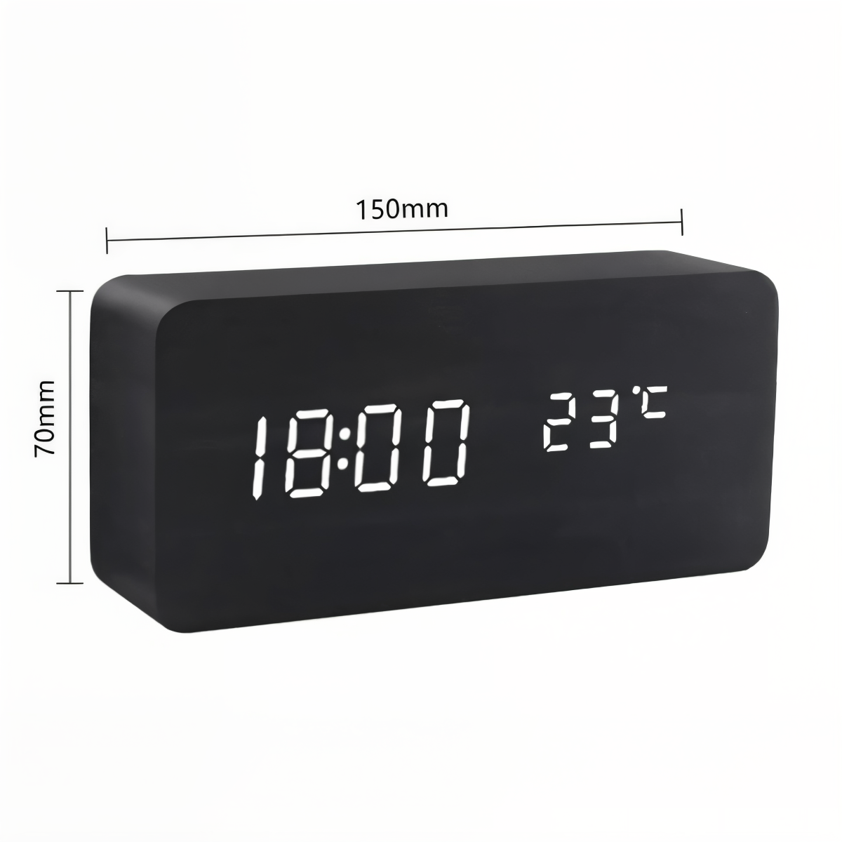 LED vækkeur med digitalt display – moderne design med temperatur