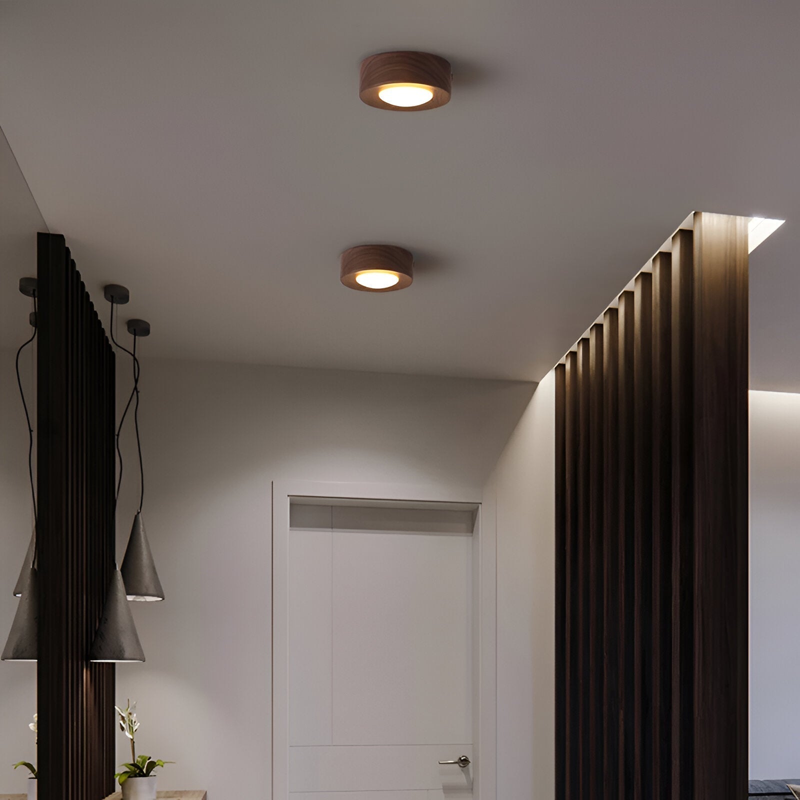 Walnora Spotlampe – LED Loftspot i Valnøddetræ med Moderne Design