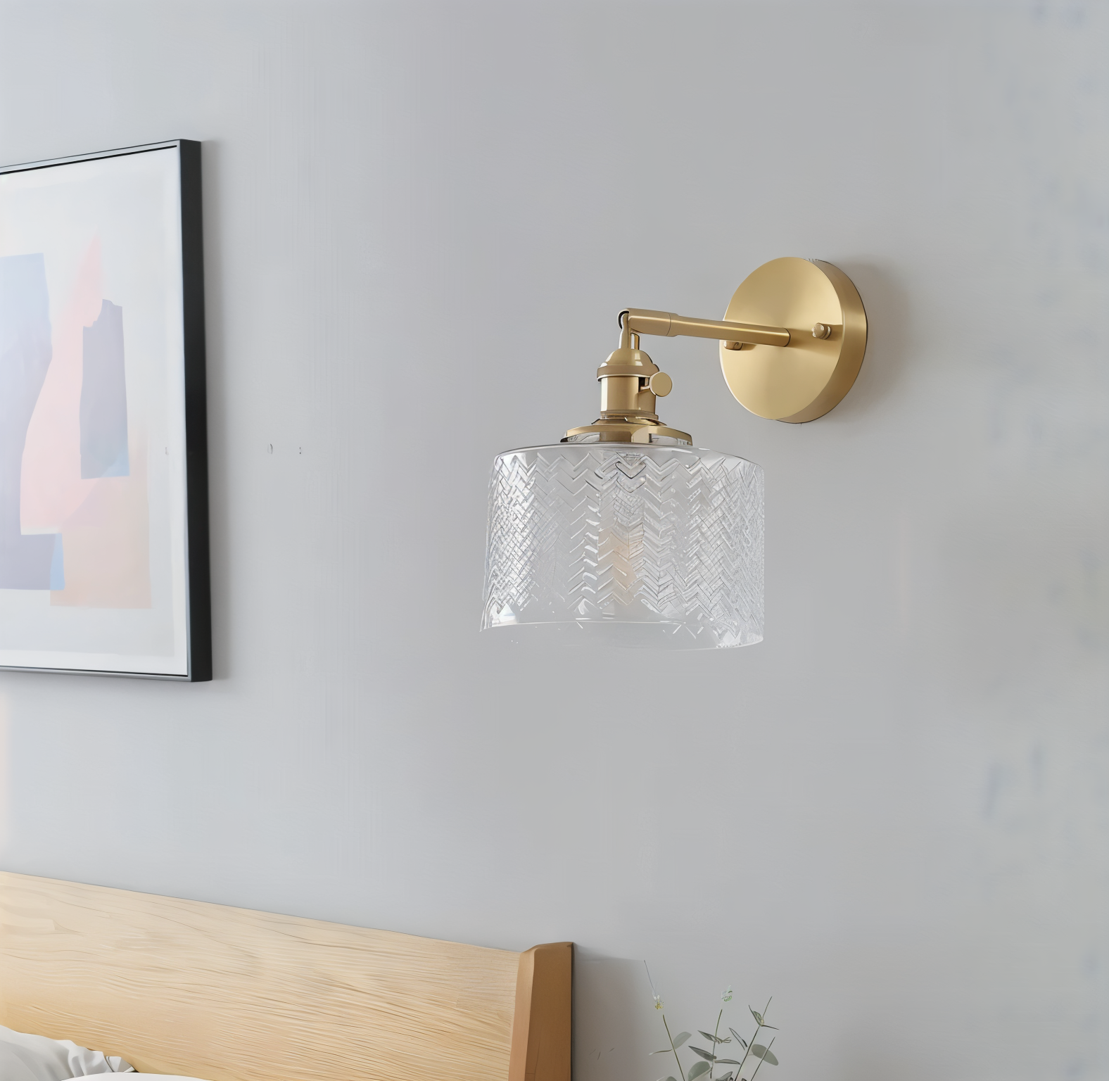 ZigLume – Nordisk Væglampe i Bølget Glas med Kobberbeslag