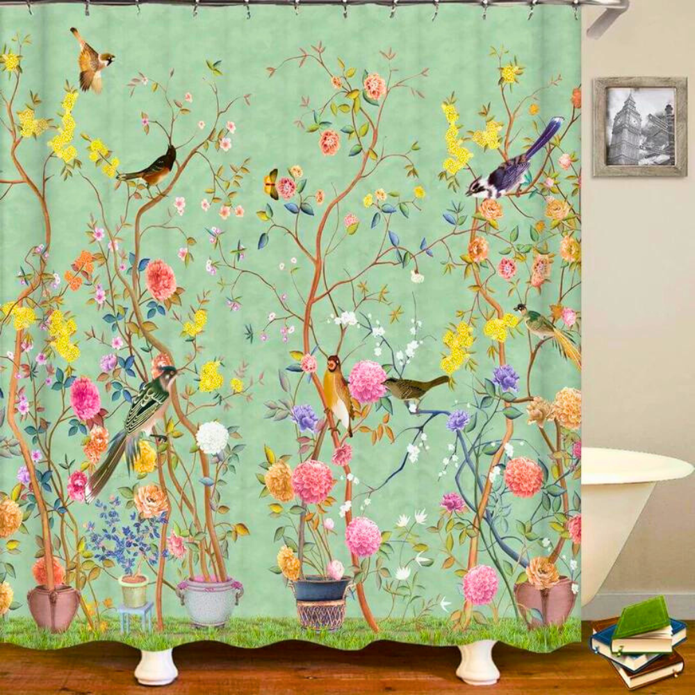 Vintage badeforhæng med blomsterprint