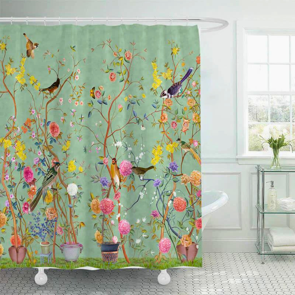 Vintage badeforhæng med blomsterprint