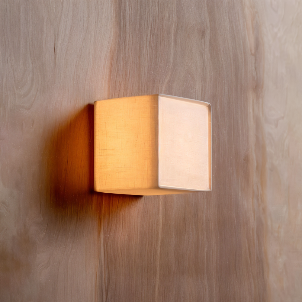 Zenvira – Væglampe i Tekstil med Japansk Kvadratisk Design og Integreret LED