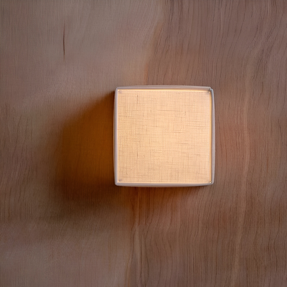 Zenvira – Væglampe i Tekstil med Japansk Kvadratisk Design og Integreret LED