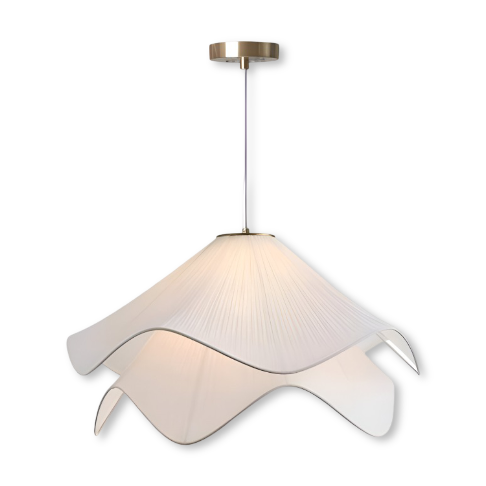 Japandi pendel lampe i blomsterformet stofdesign
