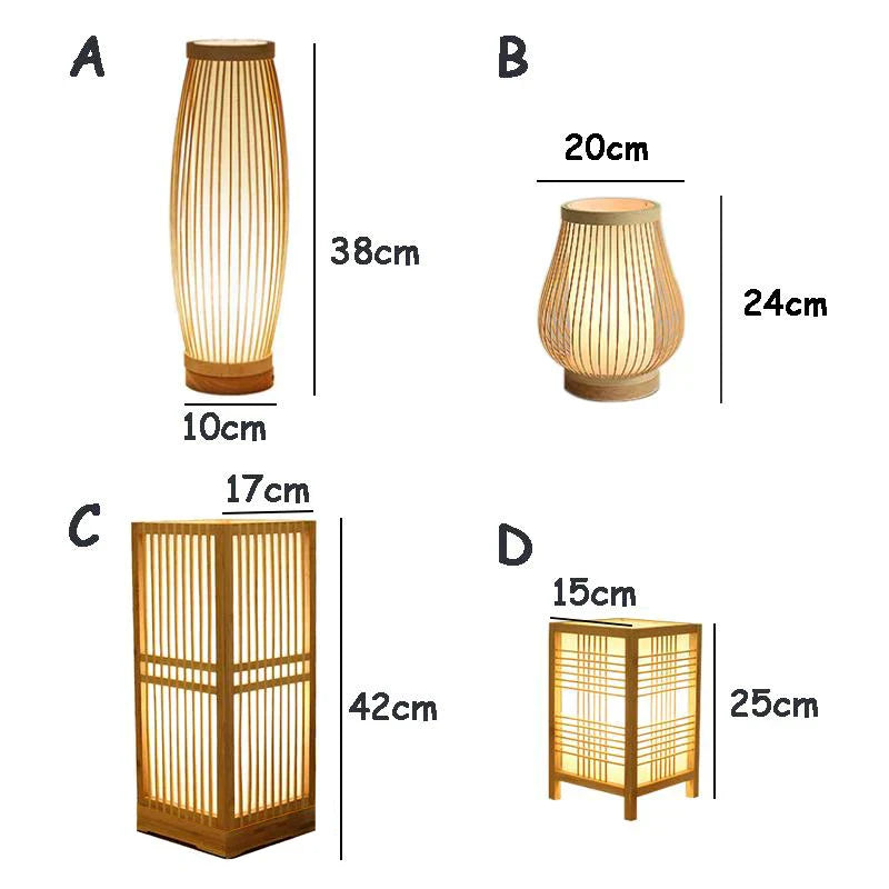Bordlampe i bambus og træ – japansk design til rolig belysning