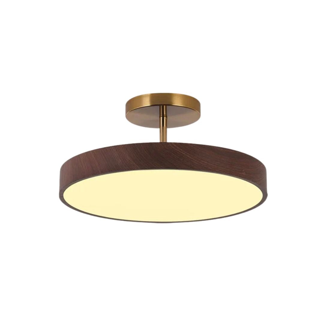 Fjell – Skandinavisk Loftlampe med Trælook & Guldfarvet Ramme