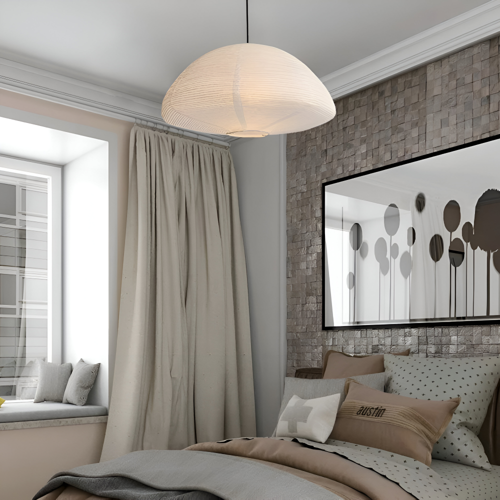 Japansk pendellampe i papir – minimalistisk loftlampe med blødt lys
