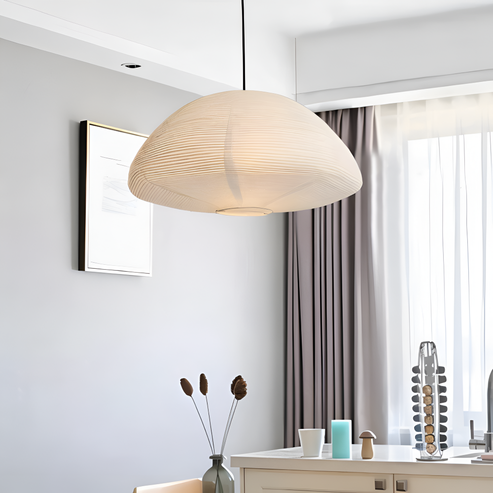 Japansk pendellampe i papir – minimalistisk loftlampe med blødt lys