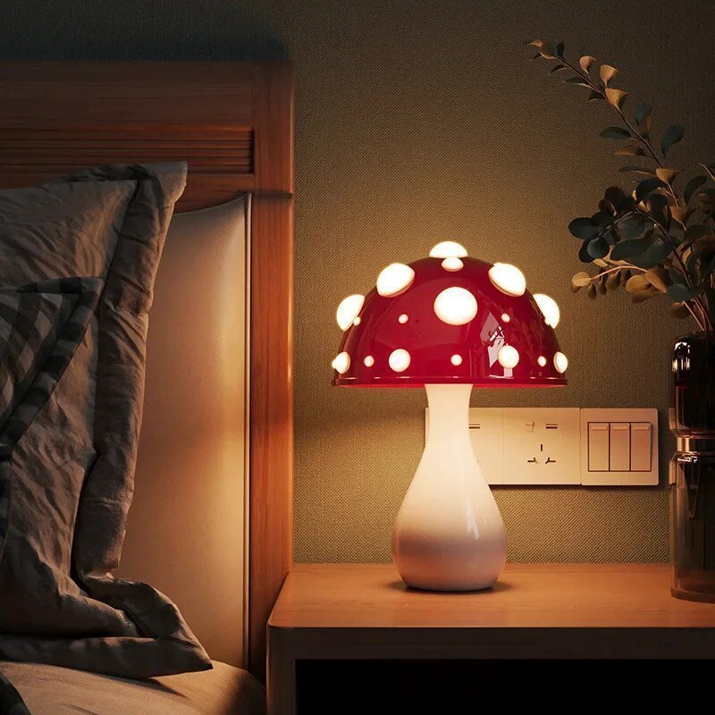 Svampe bordlampe LED med dæmpbart varmt lys – moderne design