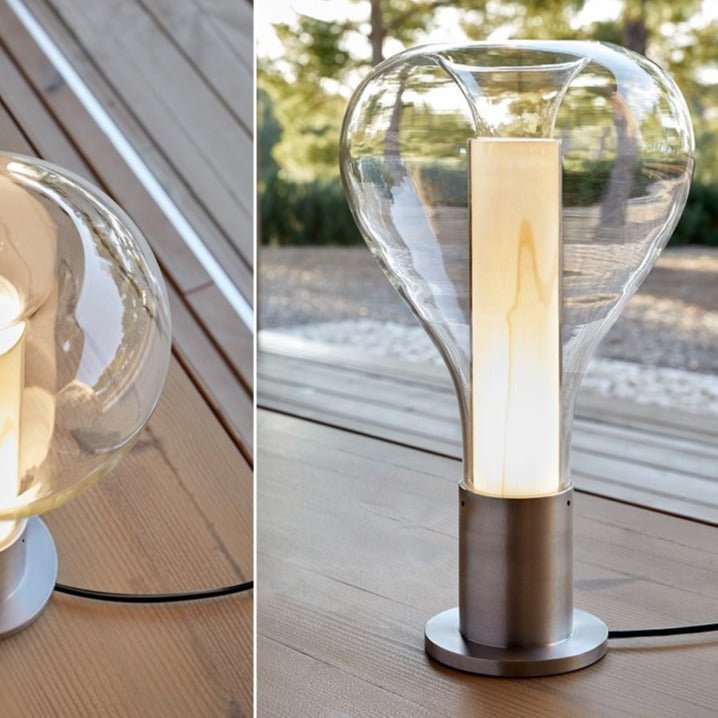 Stemningsfuld bordlampe med LED lys – kreativ glasdesign