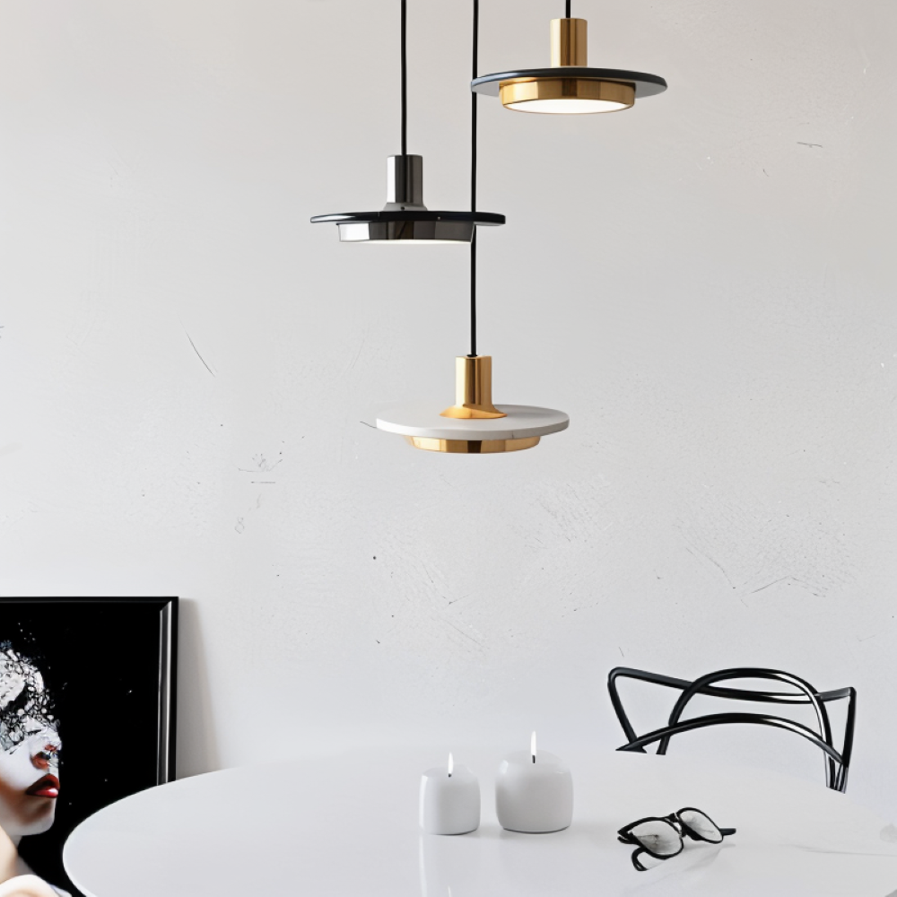 Moderne metal loftlampe med dobbelt design til spisebord
