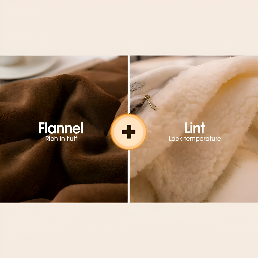 Dobbeltvendet vinterplaid i flannel og fleece