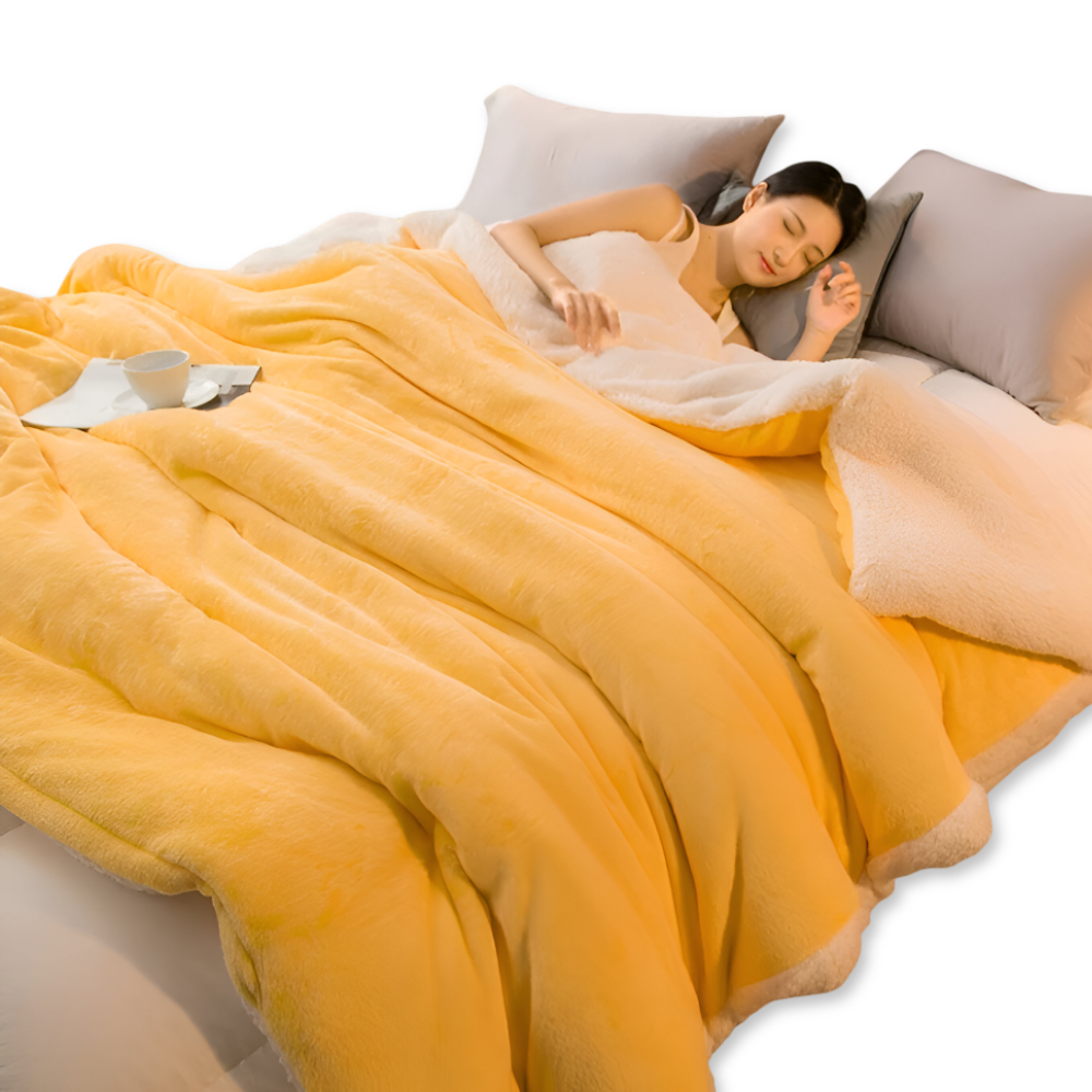 Dobbeltvendet vinterplaid i flannel og fleece
